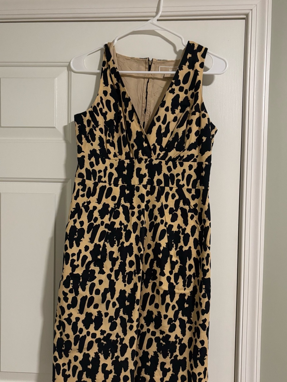 Michael Kors Beige and Black Leopard Midi Dress
